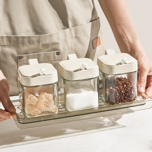玻璃调料盒套装厨房收纳盒罐子家用组合装调料瓶味精盐罐罐调味罐