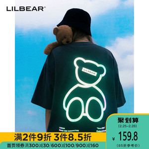 lilbear小熊t恤明星同款2021新款反光短袖宽松情侣装半袖夏季上衣