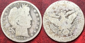 国外钱币硬币 北美洲美国五十美分 旧版1906年女神50美分银币