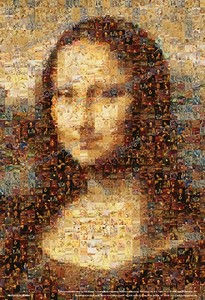 绝版现货beverly马赛克小1000片益智拼图玩具 放大镜 蒙娜丽莎