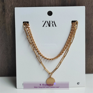 欧美单zara复古做旧工艺哑光链条项链组合套装