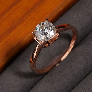 新品18k金玫瑰金镶嵌莫桑钻石火彩好戒指经典大方时尚送女友特惠