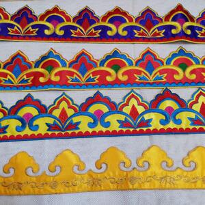 蒙古三角刺绣花边绣条 少数民族服装长条背胶辅料带可熨烫花布贴