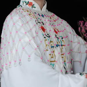 仿珍珠云肩  红娘仙女高贵妃百搭配饰古风汉服流苏云肩披肩珍珠衫