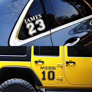 球星球衣号码科比詹姆斯C罗梅西10号码文字订制反光贴电动车贴纸