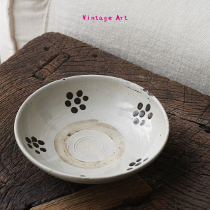 器物所 中古|中国清代磁州窑铁绘陶盘 复古餐具餐盘圆形果盘深盘