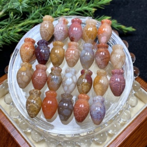 永生花珊瑚玉 冰润玉化大花果冻体可爱小萝卜通孔diy背云提溜手串