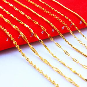 越南沙金镀厚黄金项链 女款单链子配链短锁骨 久不掉色水波蛇骨链