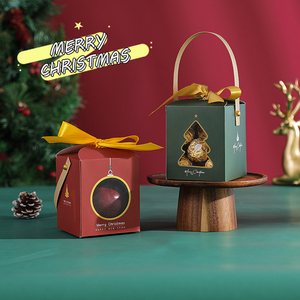 圣诞苹果盒创意镂空开窗圣诞树糖果饼干空盒平安夜礼品手提包装袋