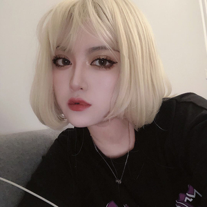 小蜗牛假发女短发lolita空气刘海发套自然逼真金色假毛