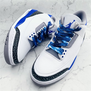 适配air jordan 3retro赛车蓝白蓝小闪电蓝色渐变银河星空aj3鞋带