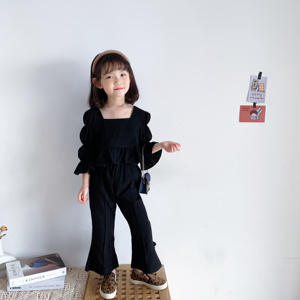 两件套 2022春秋韩版女童宝宝气质小香风上衣+喇叭裤淑女时尚套装