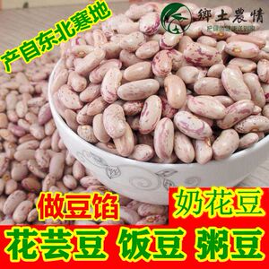 2023年新豆东北花饭豆3斤花芸豆黑龙江奶白花饭豆做豆包馅煮大碴