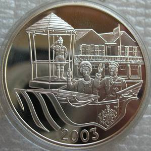 百慕大群岛2003年5元精制纪念鎏金银币女王登基50年花车巡礼 包邮