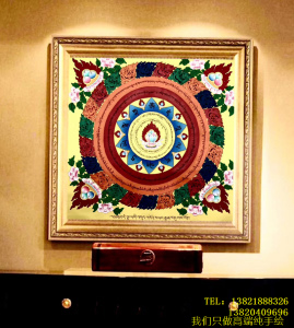 藏巴拉护身卦佳玛坛城满足愿望多吉喇嘛手绘招财唐卡装饰挂画55cm