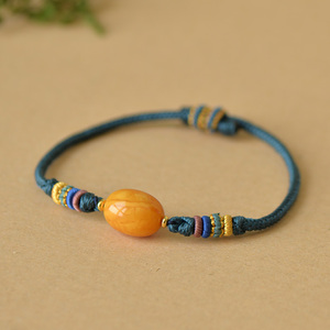 天然妖花老蜜蜡欧洲回流手绳手链原创文艺手串满蜜白花女手镯枣珠