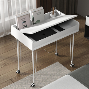 翻盖可移动书桌带轮小户型学习桌高级设计感笔记本电脑桌子简易款