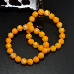 深海金丝贝贝手链黄金贝壳手串圆珠手链金色贝金丝贝壳手串女男款