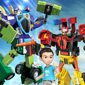 咖宝车神重工战队玩具儿童工程汽车变形机器人金刚兽王重甲泰山卡