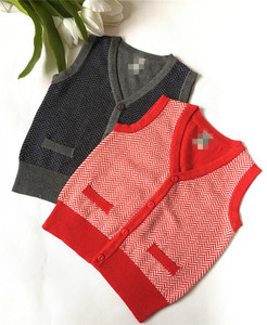 帅气纯棉针织男童双色百搭开衫背心