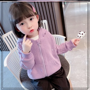女童外套拉链一两四岁半女宝宝5春秋季连帽7秋装薄款fiona84102228