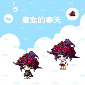 冒险岛 小白兔/顽皮猴/威尔 魔女的春天/动态火焰特效/绝版帽子