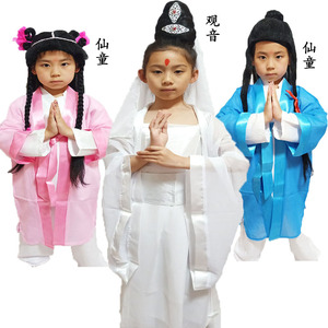 西游记儿童观音菩萨如来佛祖王母娘娘头饰金童玉女善财童子服装