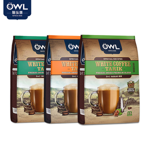 马来西亚进口OWL猫头鹰三合一冻干 拉白榛果榛子原味速溶咖啡600g