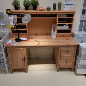 宜家汉尼斯 书桌组合实木电脑桌北欧简约家用办公桌写字桌学习桌