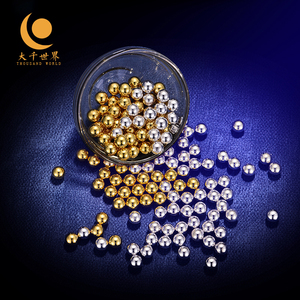 999纯银无孔银珠镀24k金光珠供修曼扎金银珠圆珠装藏收藏送礼供珠