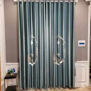 华隆世家轻奢绸缎镂空刺绣窗帘新华隆新中式简约客厅大气窗帘