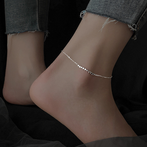 925纯银碎银几两脚链女小众设计高级感圆珠足链性感脚环脚踝链夏