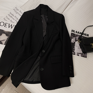 TTBT黑色西装外套女高级感春秋新款韩版后背开叉设计感气质小西服