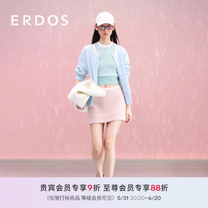 【秀场同款】ERDOS圆领刺绣羊绒开衫女24春新品针织背心/薄款外套