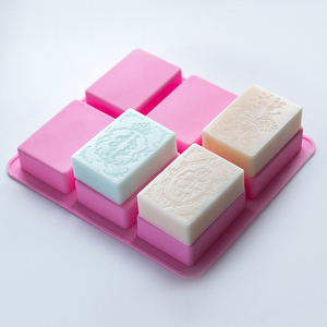 6连花纹手工皂模香薰精油皂硅胶模具diy蛋糕模方形冷制肥皂香皂模