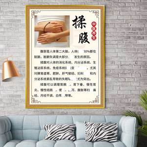 揉腹海报腹部按摩养生图片中医美容肚子保养kt泡沫板打印制作画框