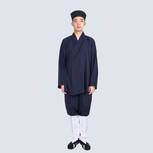 道袍棉布斜襟道袍套装(上衣 裤子)斜领道服道衣道装道士服装