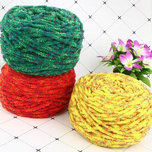 七彩毛线勾织围巾打帽子手工编织钩拖鞋线中粗棒针冰条线柔软棉线