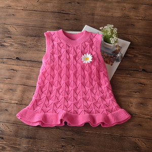女童纯棉毛衣裙春秋新款儿童毛线背心裙公主针织马甲女宝宝连衣裙
