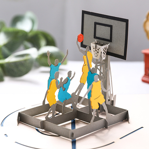 生日贺卡立体折叠送男生朋友创意3d立体高级篮球纸雕di父亲节礼物