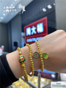 香港周大福新款999黄金足金传承系列定价古法黄金珠珠手链手串