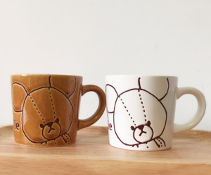 穿衣的玛哈淘宝日本上学熊儿童陶瓷水杯小熊学校陶瓷勺子马克杯餐具