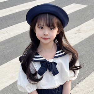 儿童假发女孩长发空气刘海长卷发韩版自然时尚模特拍照写真全头套