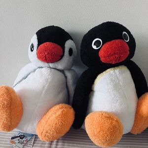 日本pingu企鹅家族大号毛绒公仔可爱卡通玩偶抱枕复古装饰玩具