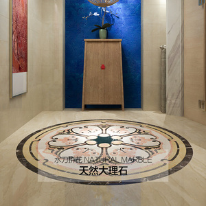 天然大理石水刀拼花图地面入户玄关客厅餐桌地面入户门电梯过道