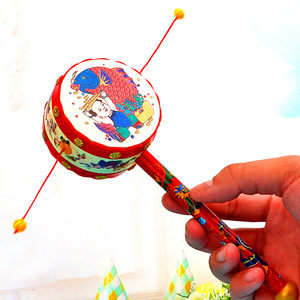 儿童乐器婴儿中国梦传统吉祥拨浪鼓小鼓婴幼儿手摇鼓复古摇铃玩具