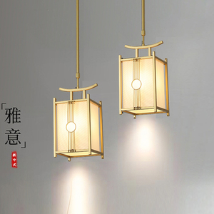 新中式过道禅意单头小吊灯仿古铁艺中国风格吧台走廊床头餐厅灯具
