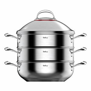 菲仕朗德国进口304不锈钢蒸锅家用加厚3层汤锅大号蒸菜多用蒸煮锅