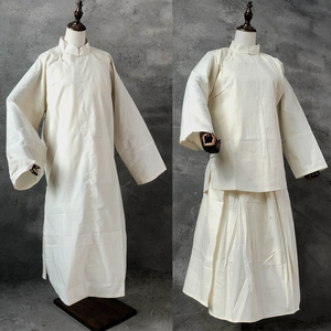 包邮白事衣服大襟孝服男女套装丧葬用品黄白长袍成人丧服