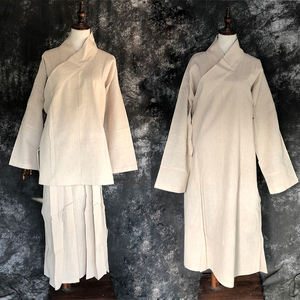 亚麻孝服男士孝袍女士斜襟系带丧服套装麻裤子女戴孝服白事出殡穿